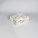 Blushing Beige & White Flower Power Print Toddler Blanket