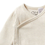 Organic Stripe Rib Kimono Bodysuit | Oatmeal | Wilson + Frenchy